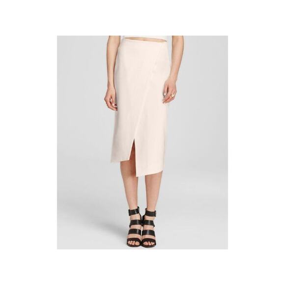 $220 N Nicholas Petal Pink Ponti Wrap Front Skirt 4 US 8UK NWT - Picture 1 of 11